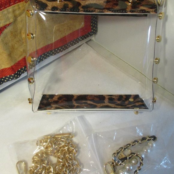 New Clear Plastic Transparent Jelly Purse Shoulder Bag Leopard Print - Picture 7 of 13